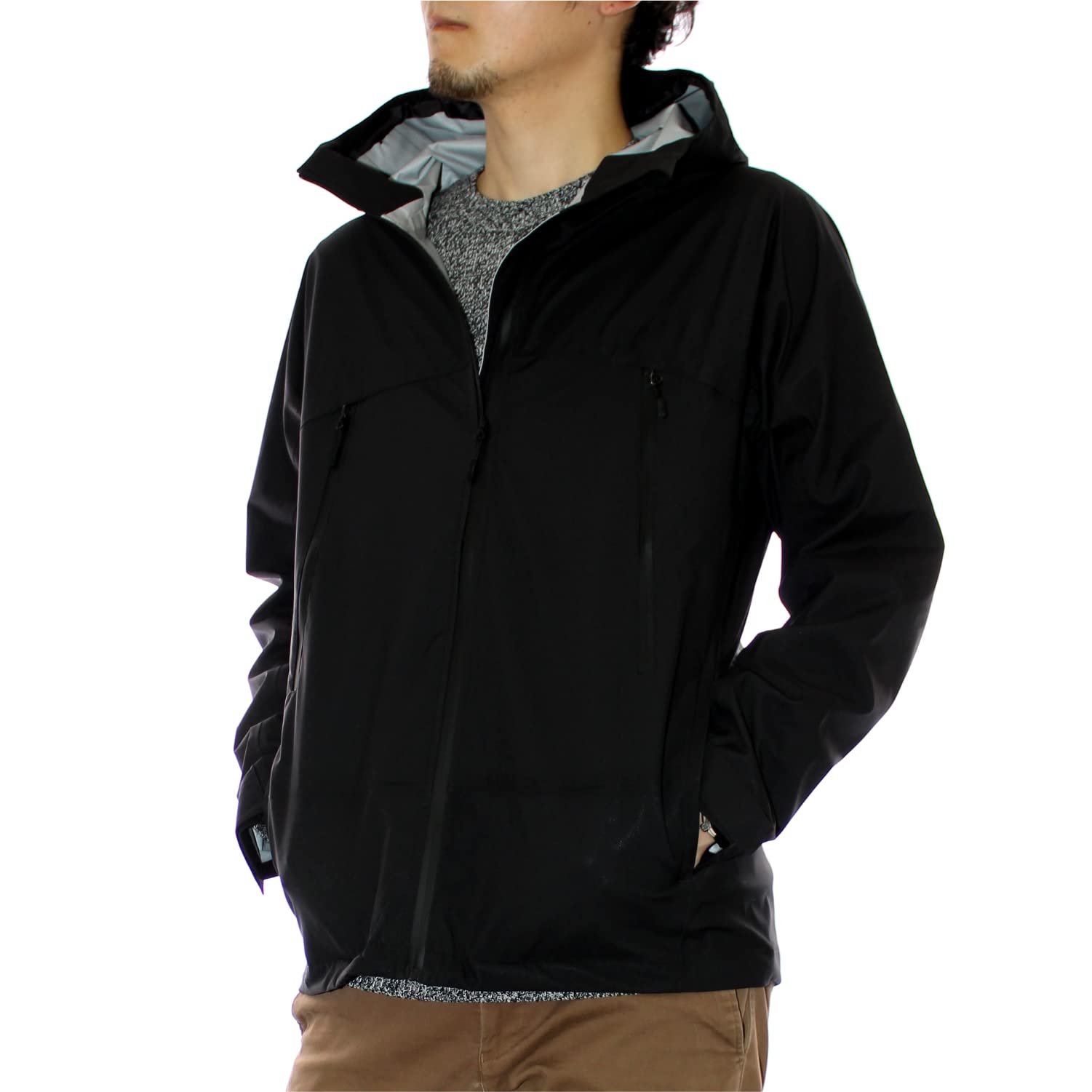 

Hamule Breathable Waterproof Stretch Rain Jacket Raincoat Rainwear Rain Commuting School Outdoor Mountain Parka [HAMURE] 3-Layer HMU-2301 HMU-2461 чорний