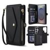 Portafoglio con Slot per Carte Magnetiche e Zip 2 in 1 Custodia in Pelle per Samsung S26 Ultra Edge S25 Plus S24 FE A56 A36 A16 Cover a Tracolla