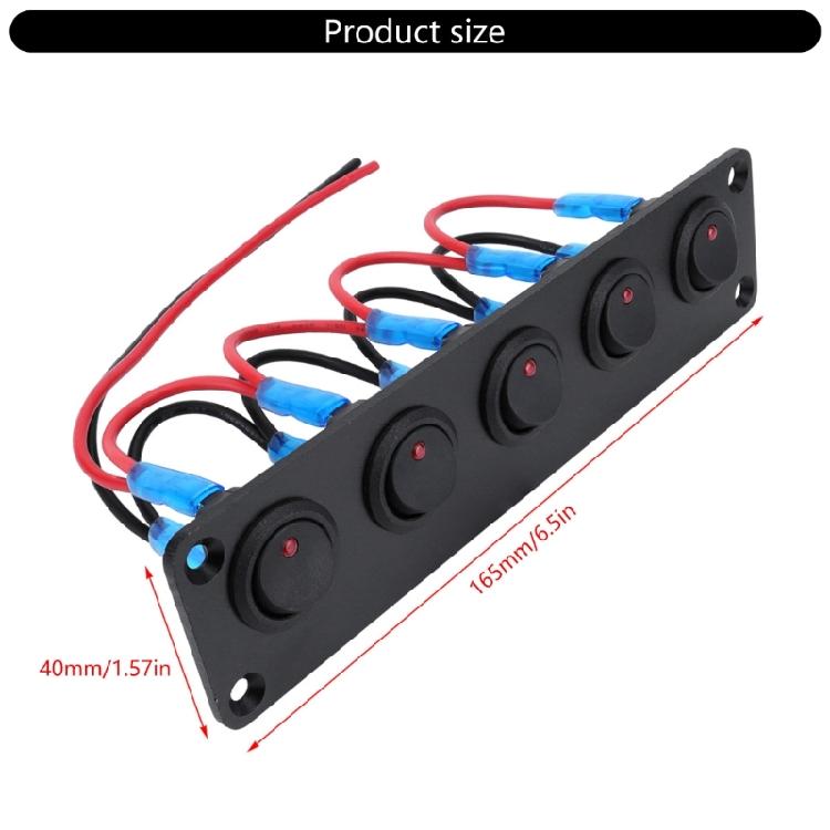 Multifunctional Space Saving 20A 12V Red LED Toggle Switch Panel for Car Truck Motorhomes and Marine Electrical Systems