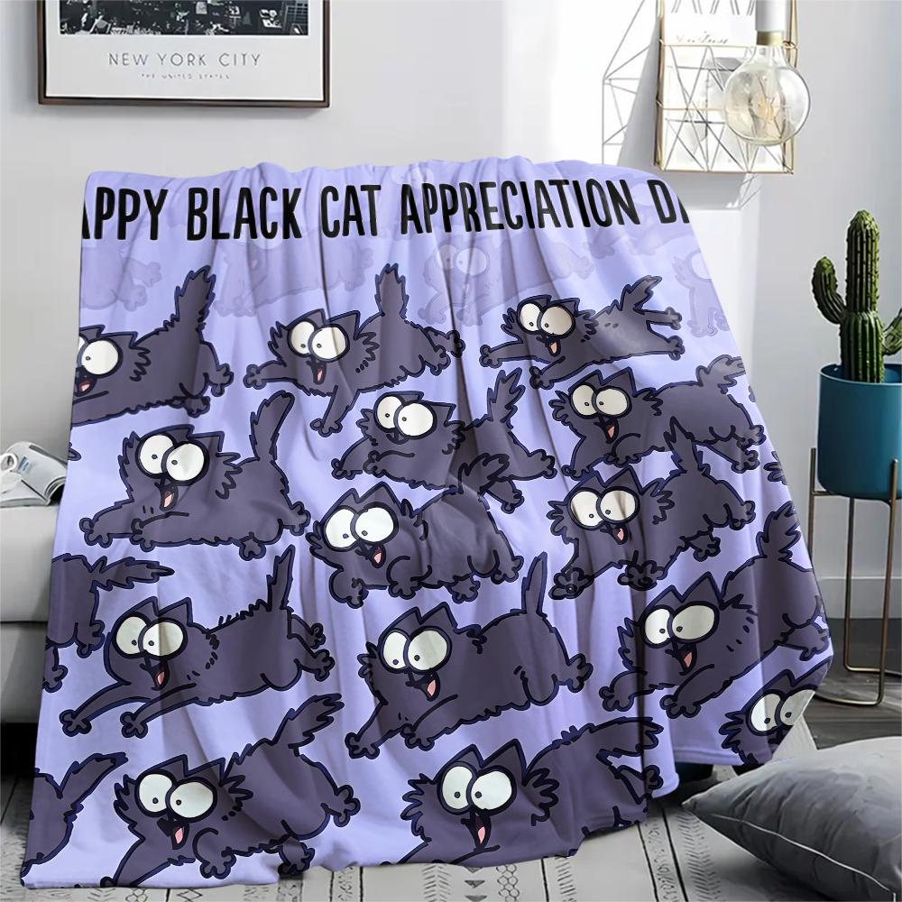 1pz Coperta in Flanella con Stampa del Gatto Simon, Alta Qualità per Tutte le Stagioni, Decorazione per la Casa, Calore e Comfort, Perfetta per Regali di Natale