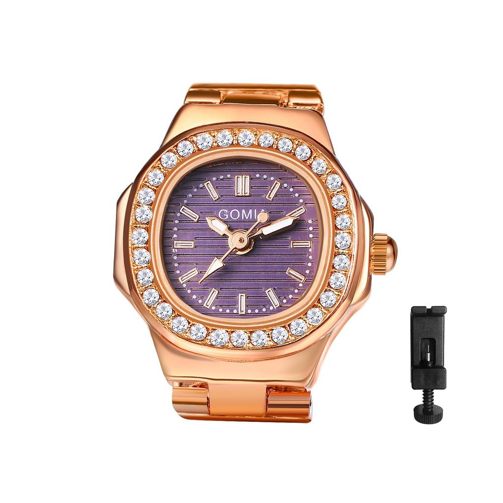 Ring Watch Women's Cute Fashion Analog Sparkle Free Size Waterproof Ring Watch Simple Rose Gold Ladies Fashion Ring Girlfriend Birthday Christmas