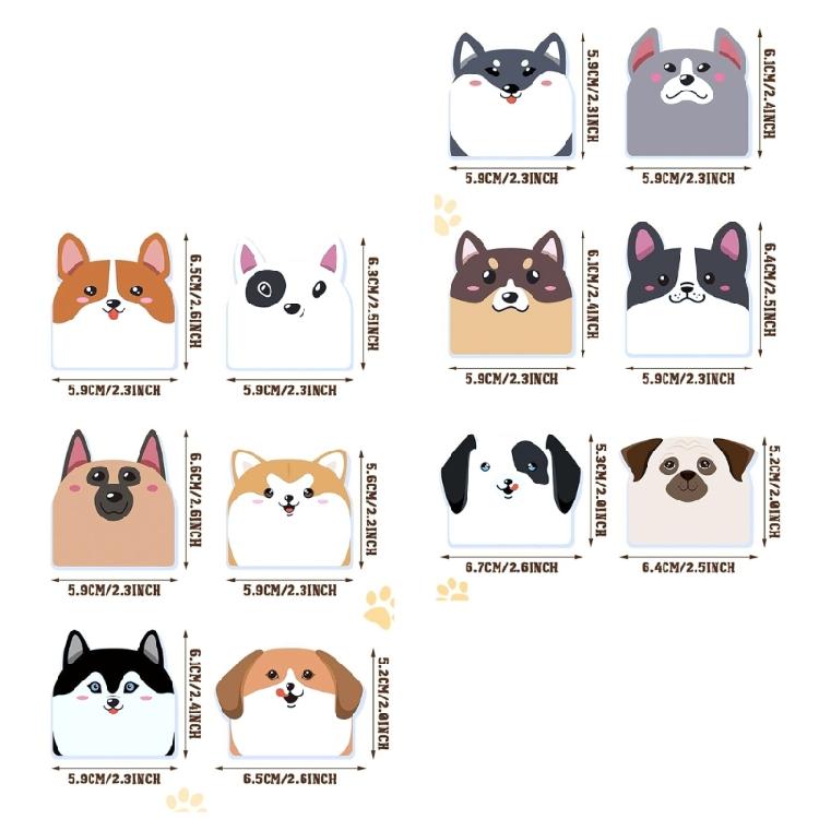 12x Sticky Note Cartoon Dogs Memos Pad Self-Adhesive Sticky Note Pad for School