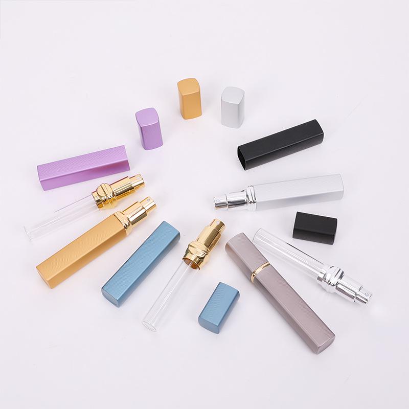 12ml Square Perfume Spray Bottle with Aluminum Shell and Glass Liner