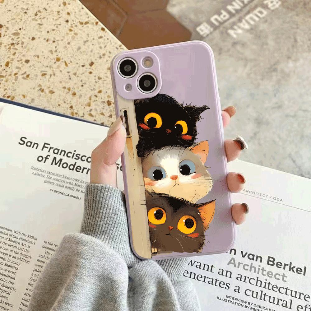 Drei Katzen Silikon Handyhülle für iPhone 14 15 16 Plus für iPhone 13 14 15 12 11 16 Pro Max 12 Mini XS Max TPU Schutzhülle