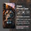 Luxurious Lion Pattern Tempered Glass Phone Case for Samsung Galaxy S25 Ultra S24 S23 Plus S22 S21 S20 FE M55 M54 5G Back Cover