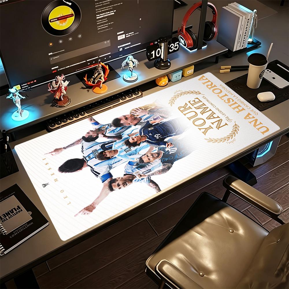 Football Messi Personalized Name Mouse Pad Desk Mouse Pad Computer Desk Mat Non-Slip Rubber Bottom Office Desk Accessory