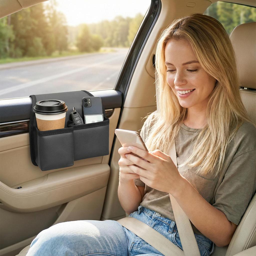 Car Side Pocket Organizer Interior Window Holder Vehicle Door Side Pouch For Travel Business Trip Camping Daily Commuting