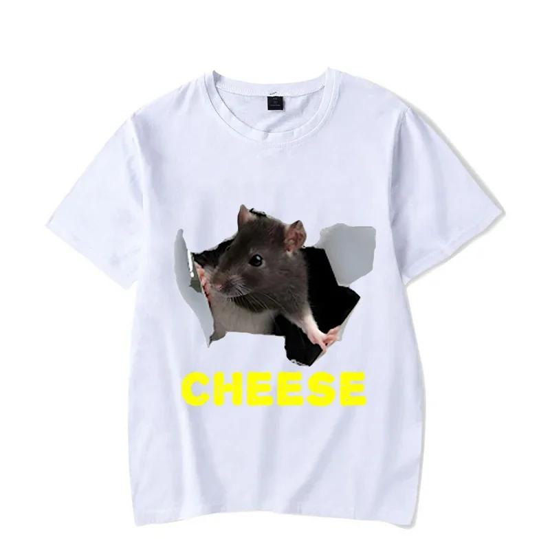 

Мужская футболка с принтом крысы и сыра, забавная футболка с графикой животных, летняя футболка для женщин и мужчин, мужская футболка оверсайз, мужские топы 4XL