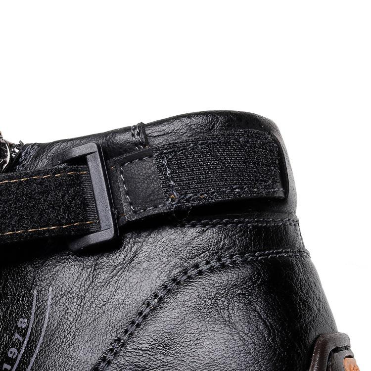 Men's Leather Side-Zip Martin Boots - Large Size, Spring/Autumn, Hand-Stitched, Outdoor Casual, Mid-Top Shoes