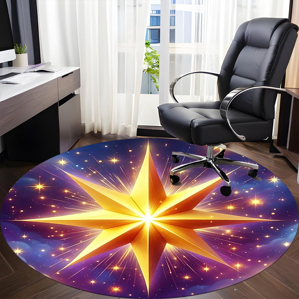 1pc Celestial Star Print Carpet for Office Non-Slip, Round Carpet, Soft & Comfortable, Carpet for Office, Lightweight Round Floor Mat