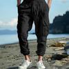Men Casual Cargo Pants Drawstring Waist Jogger Pants Tapered Loose Fit Trousers with Multiple Pockets for Sports Gym Workout Street Daily Wear