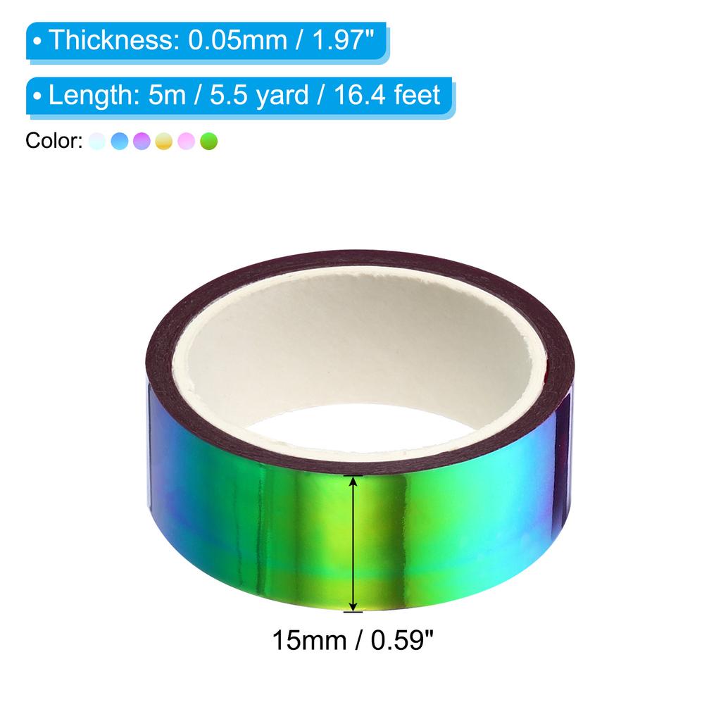 6 Rotoli 15mmx5m Nastro Metallizzato Autoadesivo Foglio Olografico Specchio Metallico Mascheratura Adesivo Decorazione Scrapbooking Nastro Mascherante