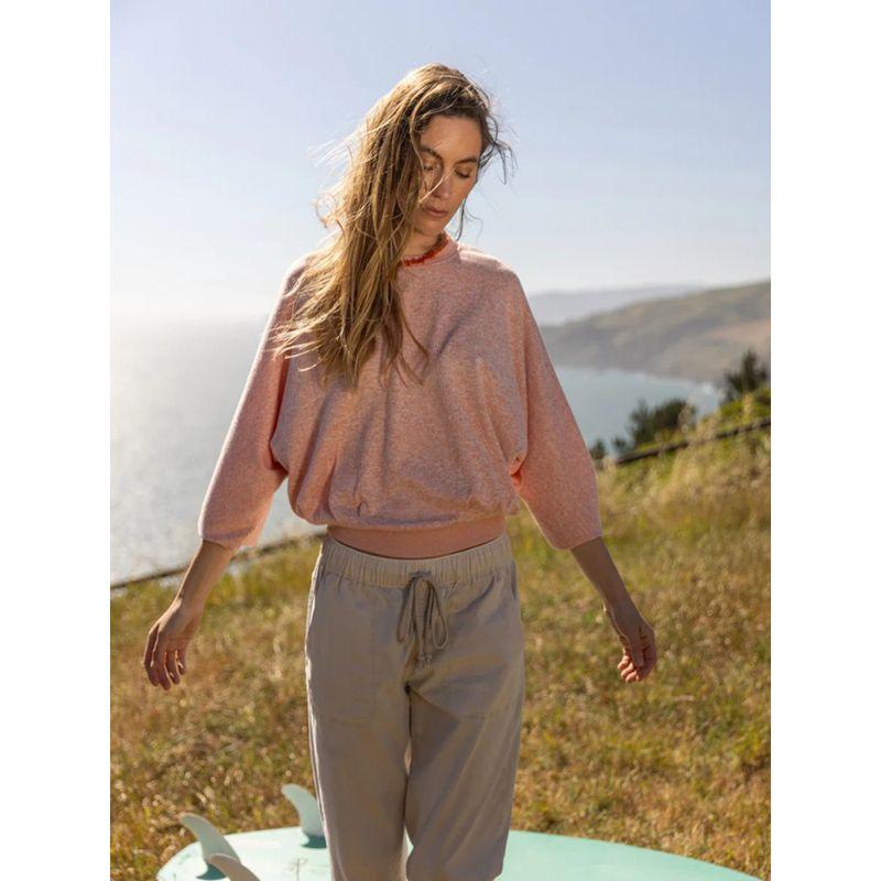 Carve Designs Soft Glutinous Dolman Loose One-Piece Sleeve Design Rib Patchwork Hem Long Sleeves Tops