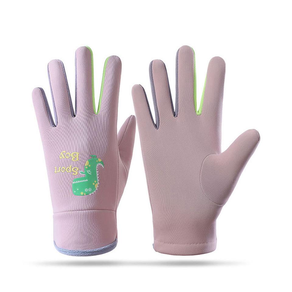 1Pair New Style Children's Gloves Skin-Friendly And Warm Silicone Luminous Cartoon Dinosaur Water-Resistant Fabric Unisex