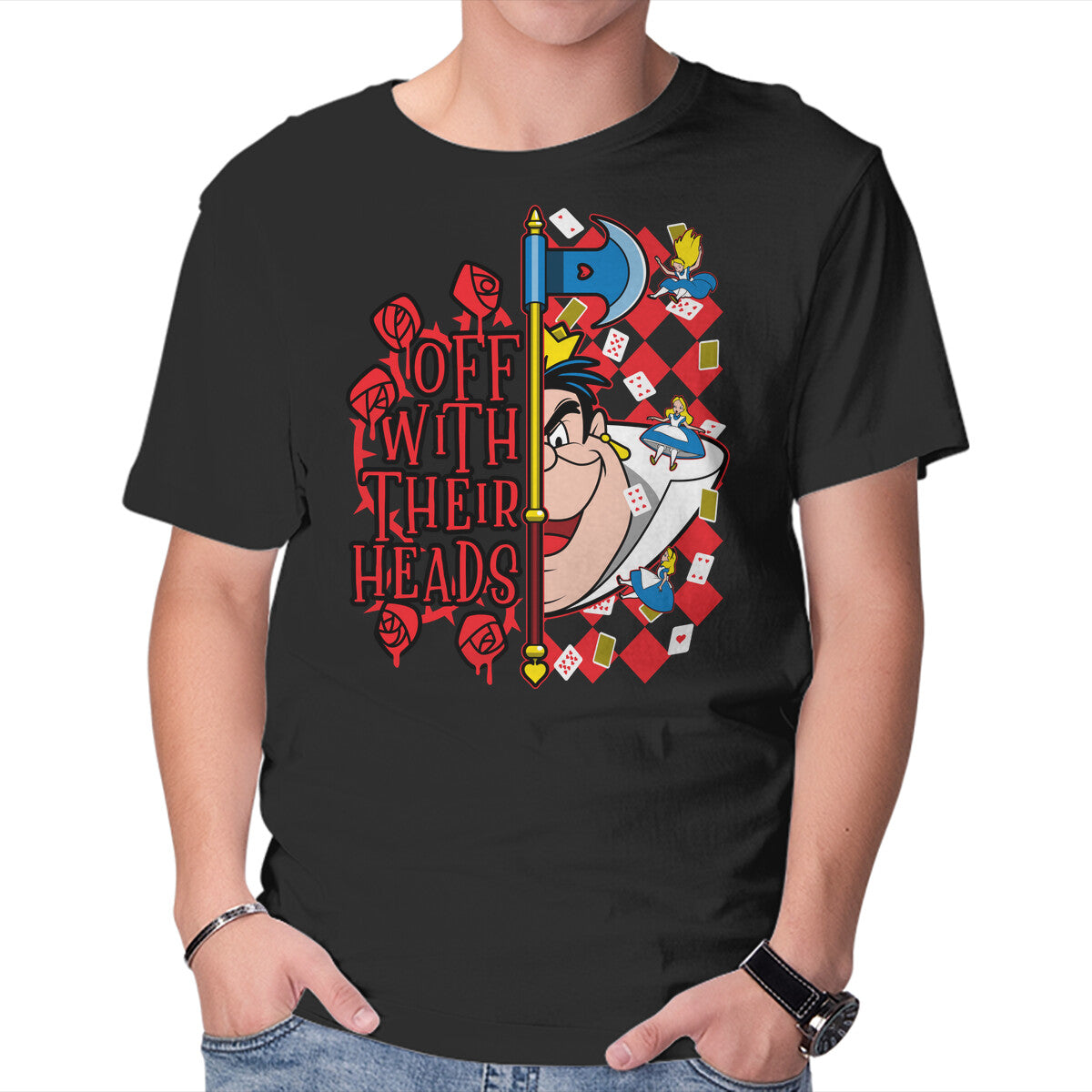 Unisex Crew Neck T-Shirt Queen Of Hearts Graphic Short Sleeve Casual Tee S