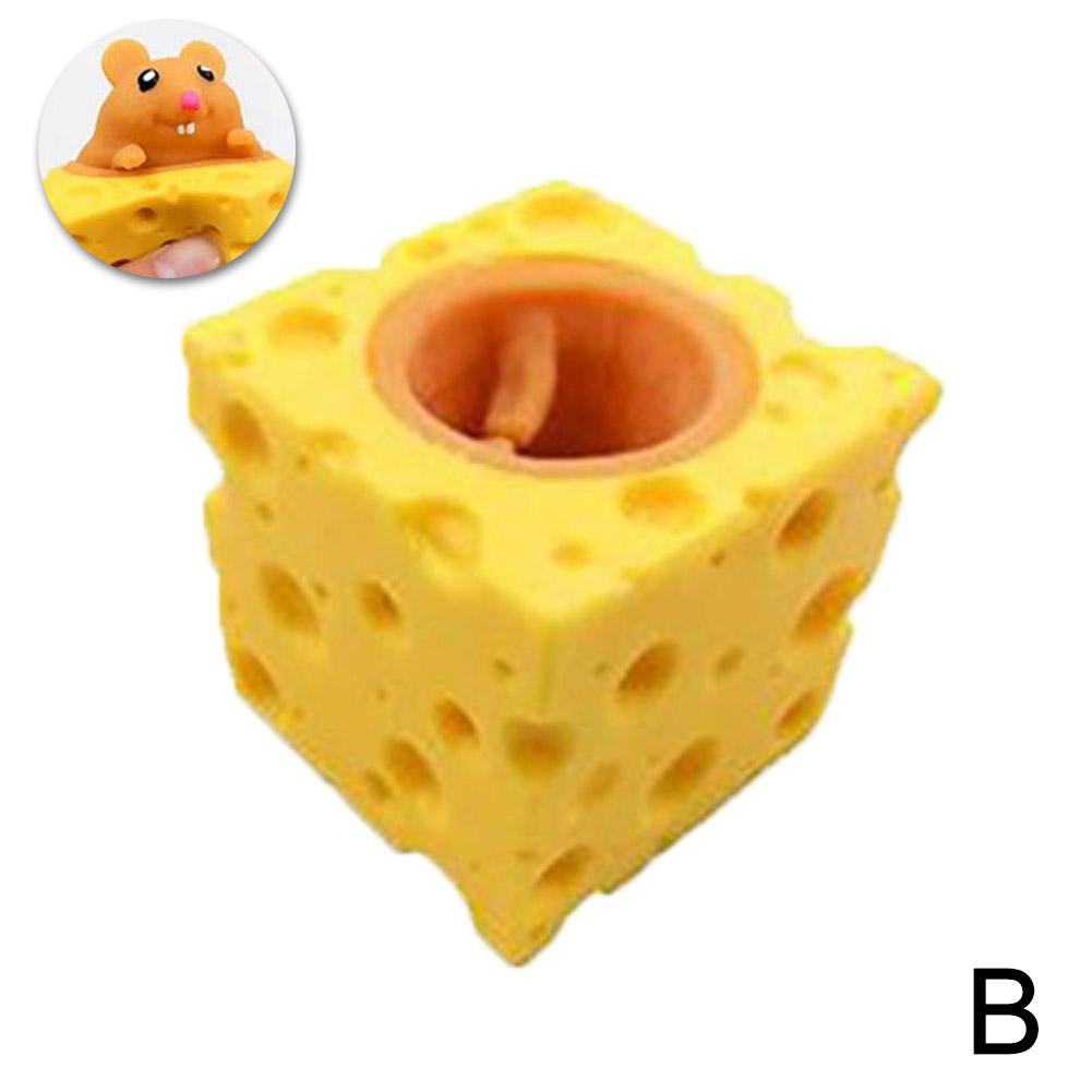 up Funny Mouse and Cheese Block Anti-stress Hide Toys Relief Toy 4.7cm Fidget Adult G7Z2
