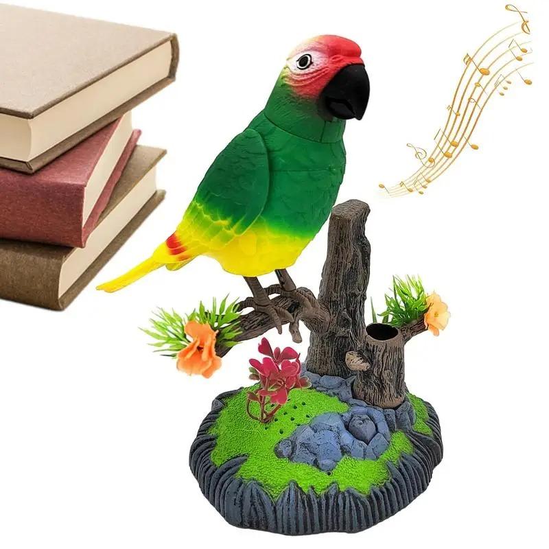 Simulation Electric Birds Toys, Desk Chirping Birds with Pen Holder, Decorative Realistic Pet Bird for School Bedroom Living Room