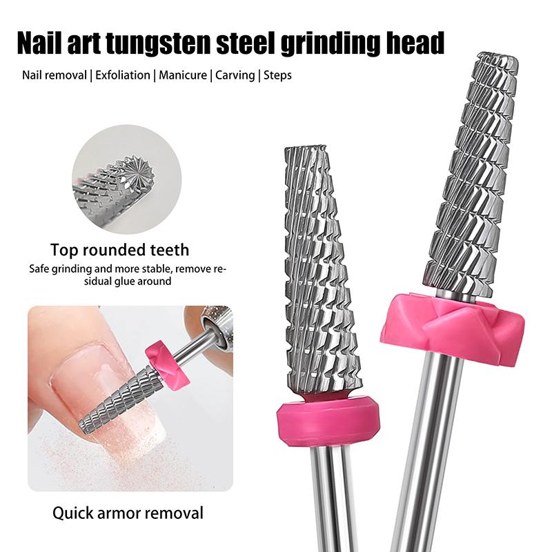 Tungsten Carbide Nail Drill Bits Electric Manicure Drill Accessory Milling Cutters For Nail Gel Polish Remover Nail Tools