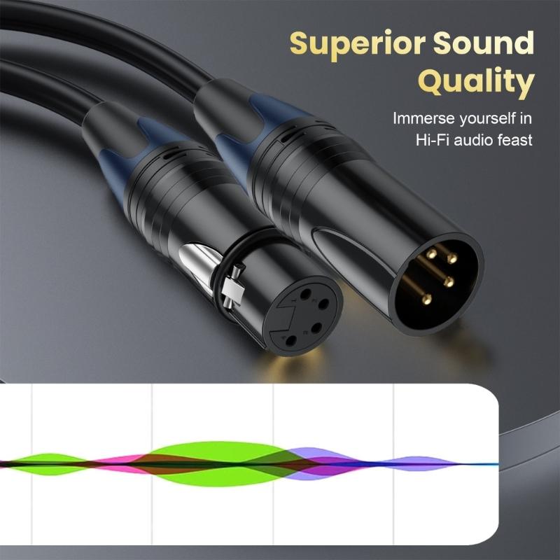 XLR Cable Professional XLR 4Pin To Double 3Pin XLR Splitter Cable For Studio Recording & Live Performances 50Cm