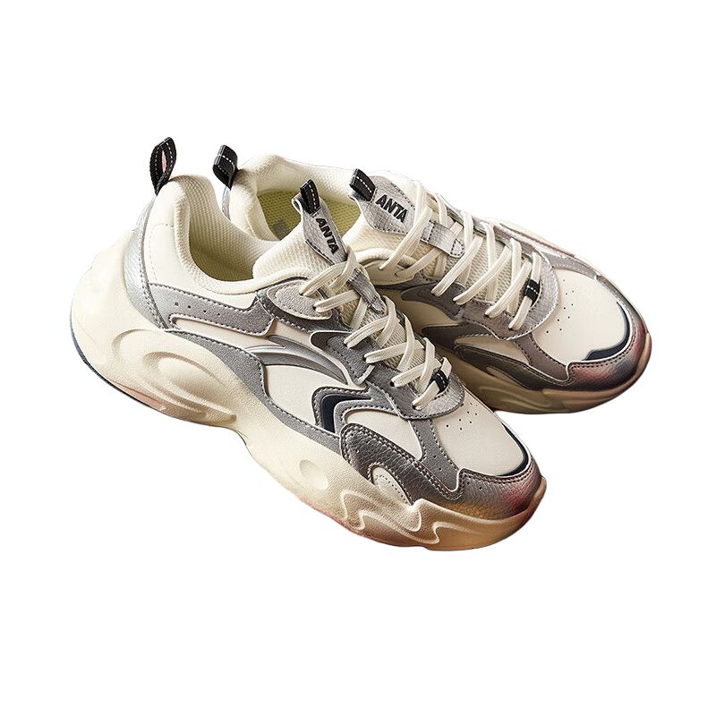 Anta Women's Xingfeng Retro Y2K Chunky Dad Shoes Off White Silver Grey Cream 922448810-4