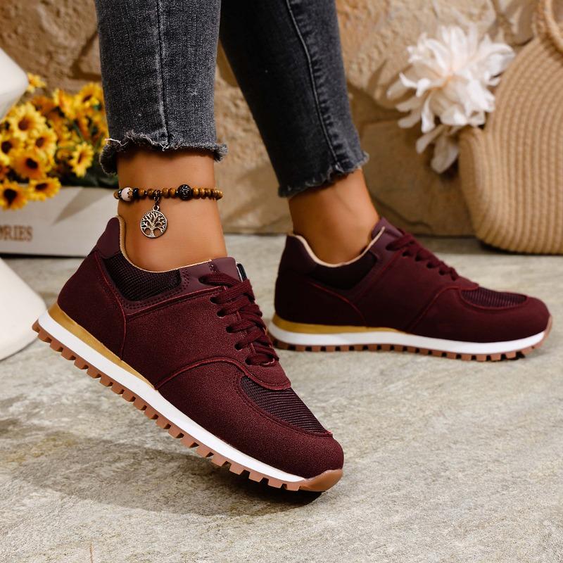 

New Large-sized Casual Sports Shoes with A Front Lace-up Round Toe Breathable Travel Shoe 43 бордовый