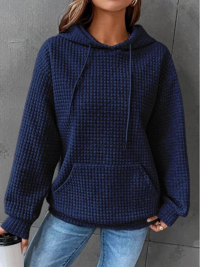 Women's 2023 Loose Pullover Hoodie with Kangaroo Pocket, Long Sleeve, Drawstring, Drop Shoulder