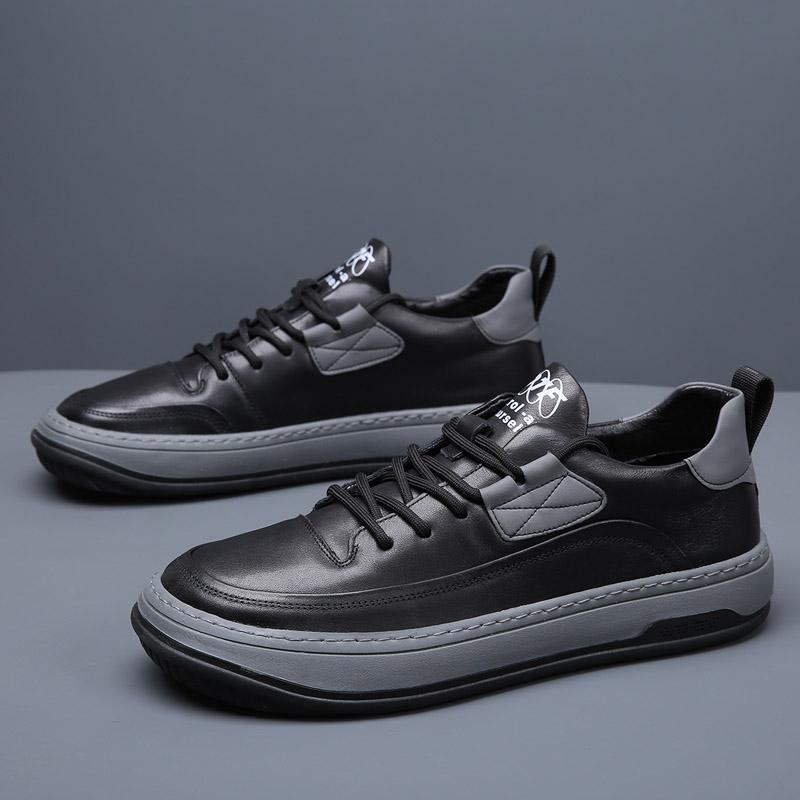 Fashion Mens Casual Leather Shoes Lace Up Men Sneakers New Trend Outdoor Footwear British Fashion Male Retro Classic Skate Shoes