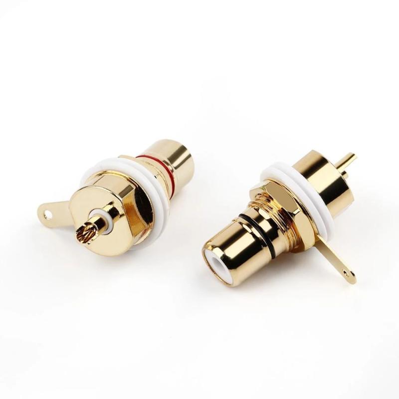 RCA Connector Female Jack Socket Chassis Gold Plated Audio Adapter For CMC Copper RCA Plugs DIY Speaker Terminal AmplifierGood product