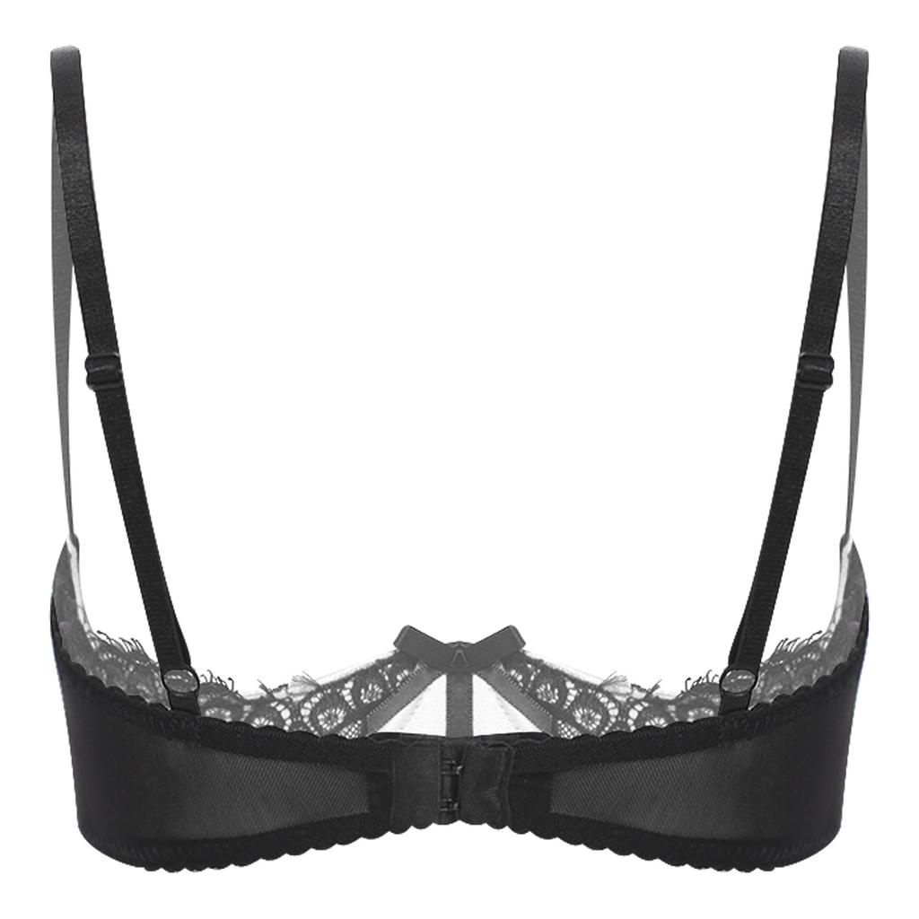 Dámská krajková podprsenka s řasenkami a květinovým vzorem 1/4 košíčky Push-up s kosticemi Bralette Balconette