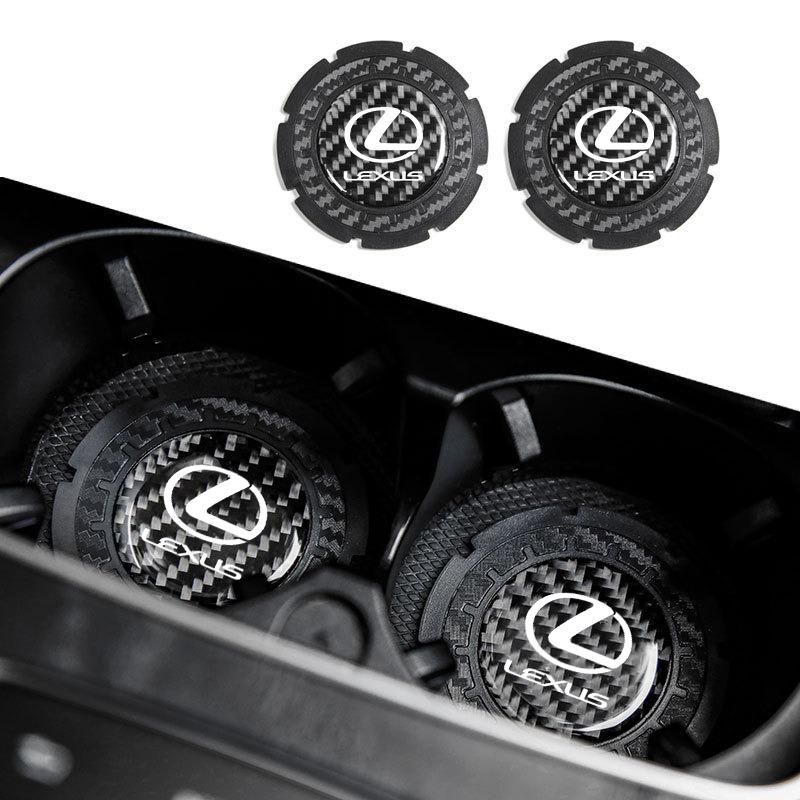 

2pcs Car Water Cup Coasters Non-slip mat For Lexus F SPORT ES RX NX LS UX LM LX GX LC RZ IS CT GS RC HS SC TX LBX IS300 RX350