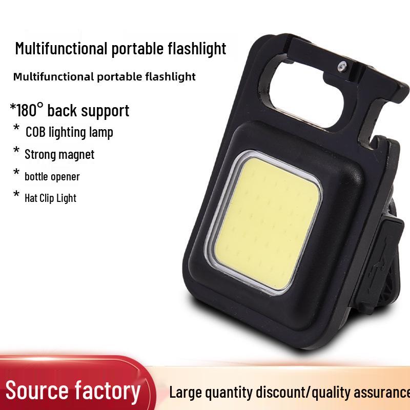 Portable Outdoor Keychain Flashlight - USB Rechargeable Mini COB Light for Camping & Emergencies