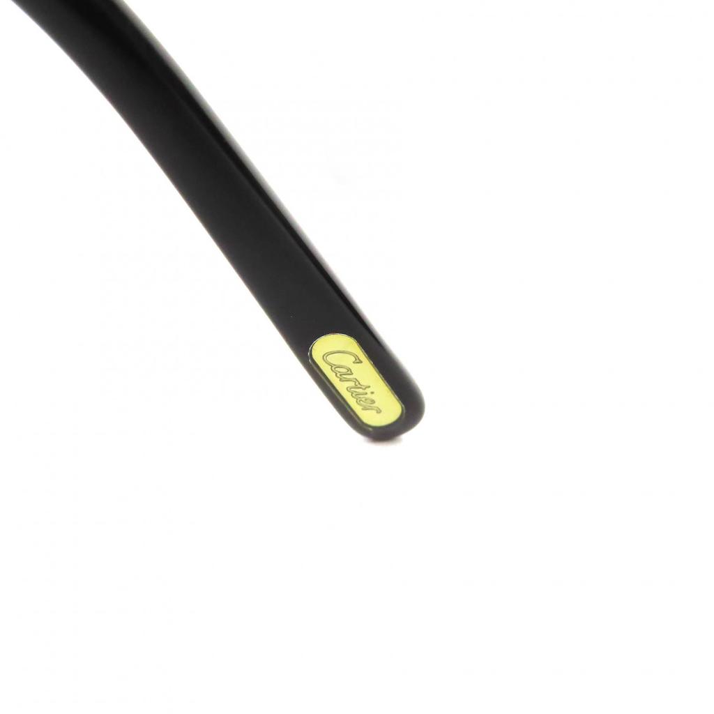 Great Cartier Glasses 2C Decor Two-Point Rimless Square Black Mens Used