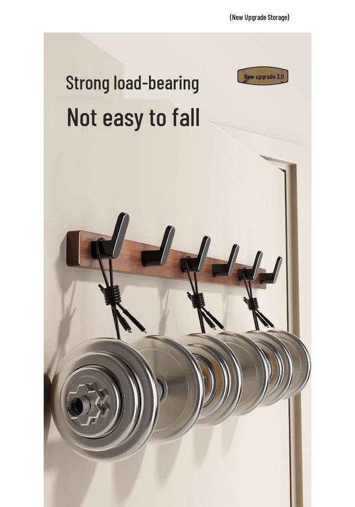 No-Drill Solid Wood Wall-Mounted Clothes and Hat Hook for Entrance or Hallway