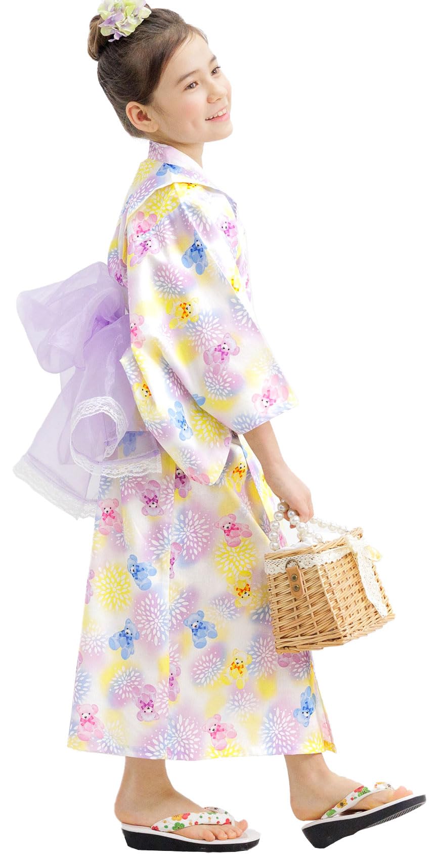 

Bee yukata set for separate polka cat saa01400 gradation x bear [Bee] 3-piece kids, girls, summer, easy, types, festivals, fireworks, lily, ribbon,