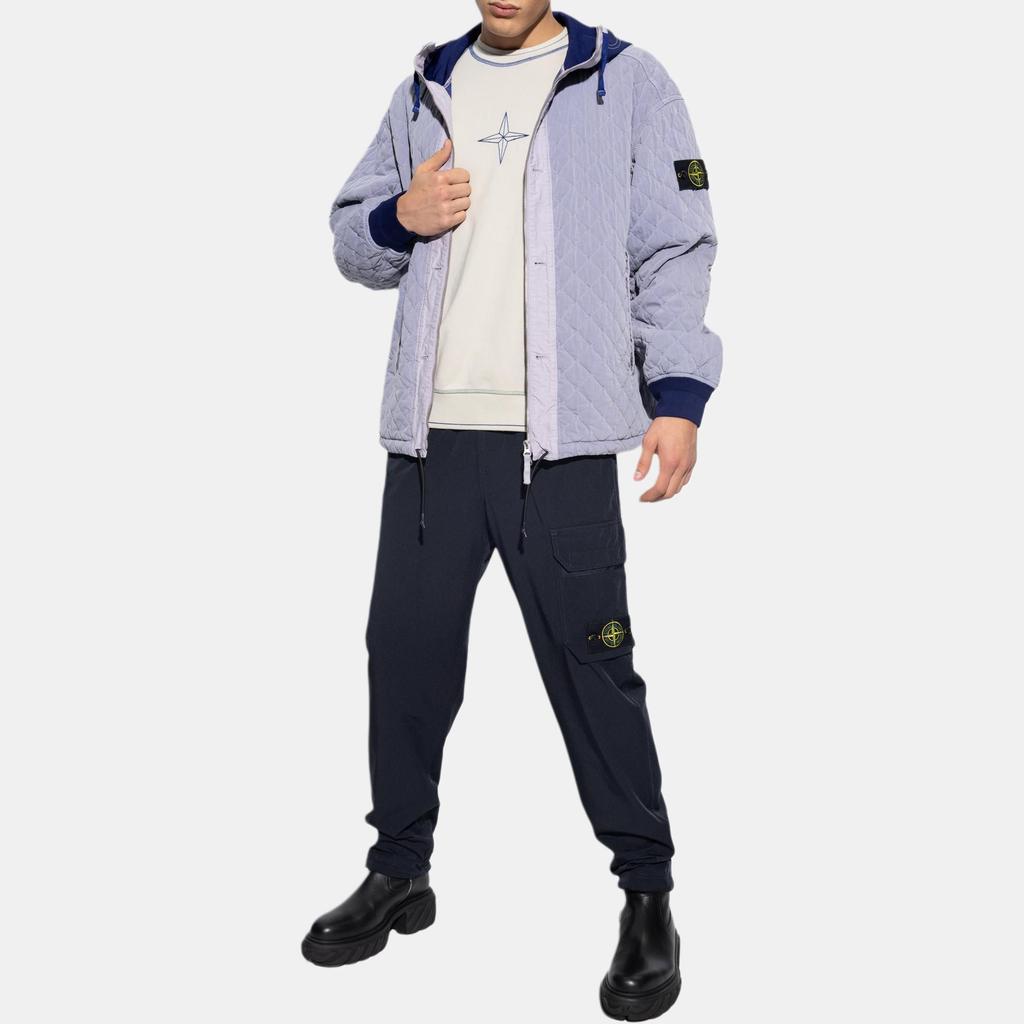 Stone Island Solid Color Elastic Waist Mid-Rise Slim Fit Straight Leg Casual Pants Men bottoms Black 791567053-V0020