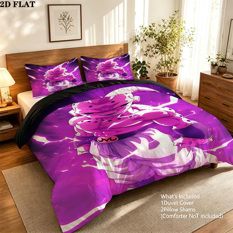 Majin Buu Pattern Bedding Quilt Set Quilt Cover Pillowcase Home Birthday Gift(1 * duvet cover + 2 * pillowcase, without core)