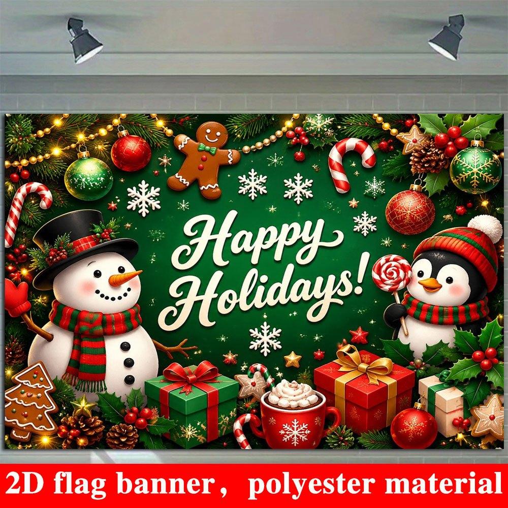 1Pcs Snowman Penguin Gingerbread Candies Gifts Decoration Background Christmas Backdrop Decorations For Photo Studio Booth Party