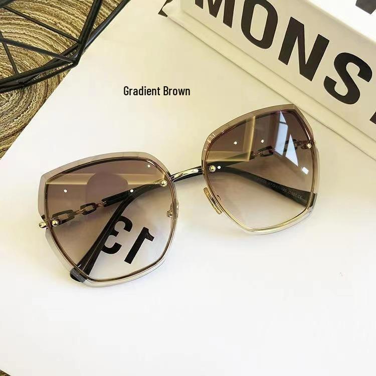 

New Trendy Colorful Cut-Edge Rimless Sunglasses for Women - Fashionable, Slimming, Large Face Design, Anti-Ultraviolet Sunglasses
