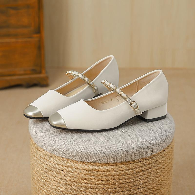 

Fashion Women s Mary Jane Shoes 2025 Autumn New Fashion Buckle Strap Metal Decoration High Heels Comfortable Non Slip Luxury Party Pumps 40