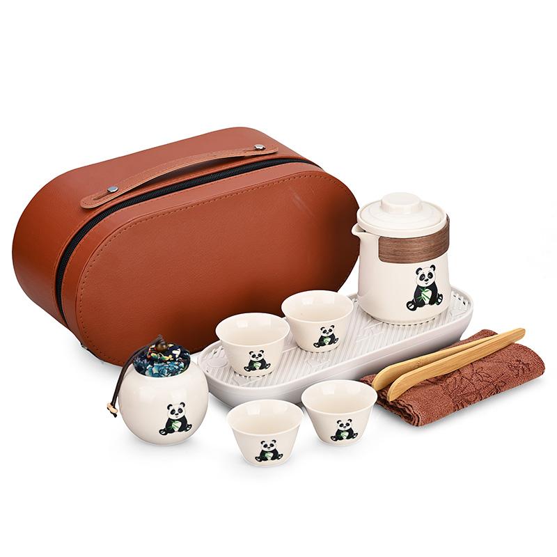 Panda Portable Travel Tea Set One Pot Three Cups Quick Cups Outdoor Camping Kung Fu Brewing Teapot Companion Gift