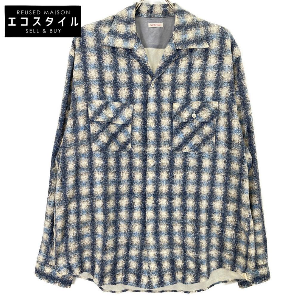 NICENESS 24Stainless Steel NN-1301Y13 Blue Silk Flannel Shirt tops L blueUsed