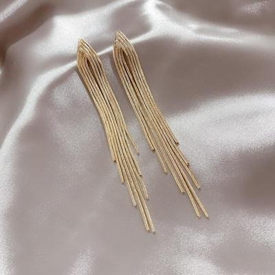 Vintage Gold Farbe Lange Gewinde Quaste Drop Ohrringe Für Frauen Baumeln Ohrringe Modeschmuck