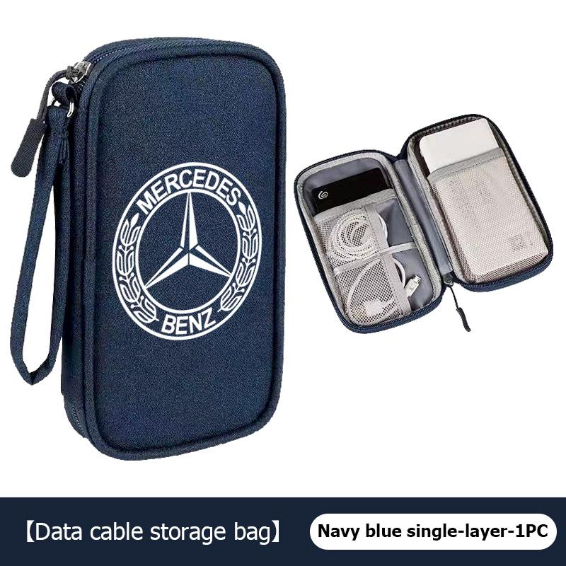 AABGW1 For Benz Oxford Cloth Car Styling Digital Data Line Box Travel Organizer Trunk Storage Bag AMG VIANO GLB GLC W108 W124 W126 W169