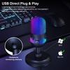 USB Gaming Microphone RGB Computer Microphone 192KHz/24Bit PC Mic for Studio Recording Streaming Content Creation