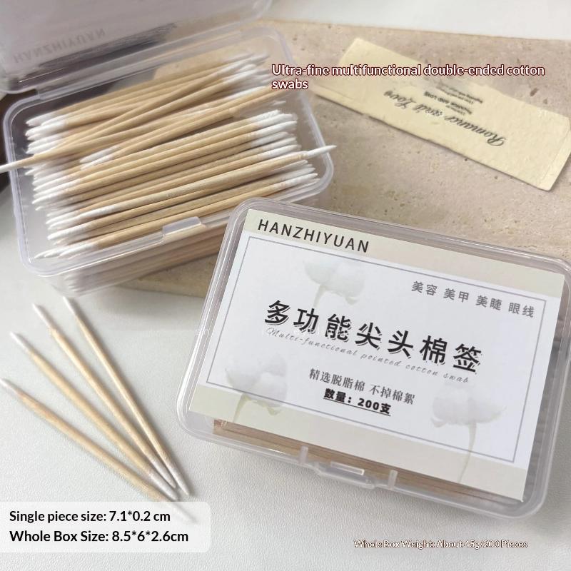 200Pcs Manicure Tools Nails Wooden Tip Cotton Stick Buds Disposable Ultra-Detail Corrector Nail Polish Remover Clean Sticks