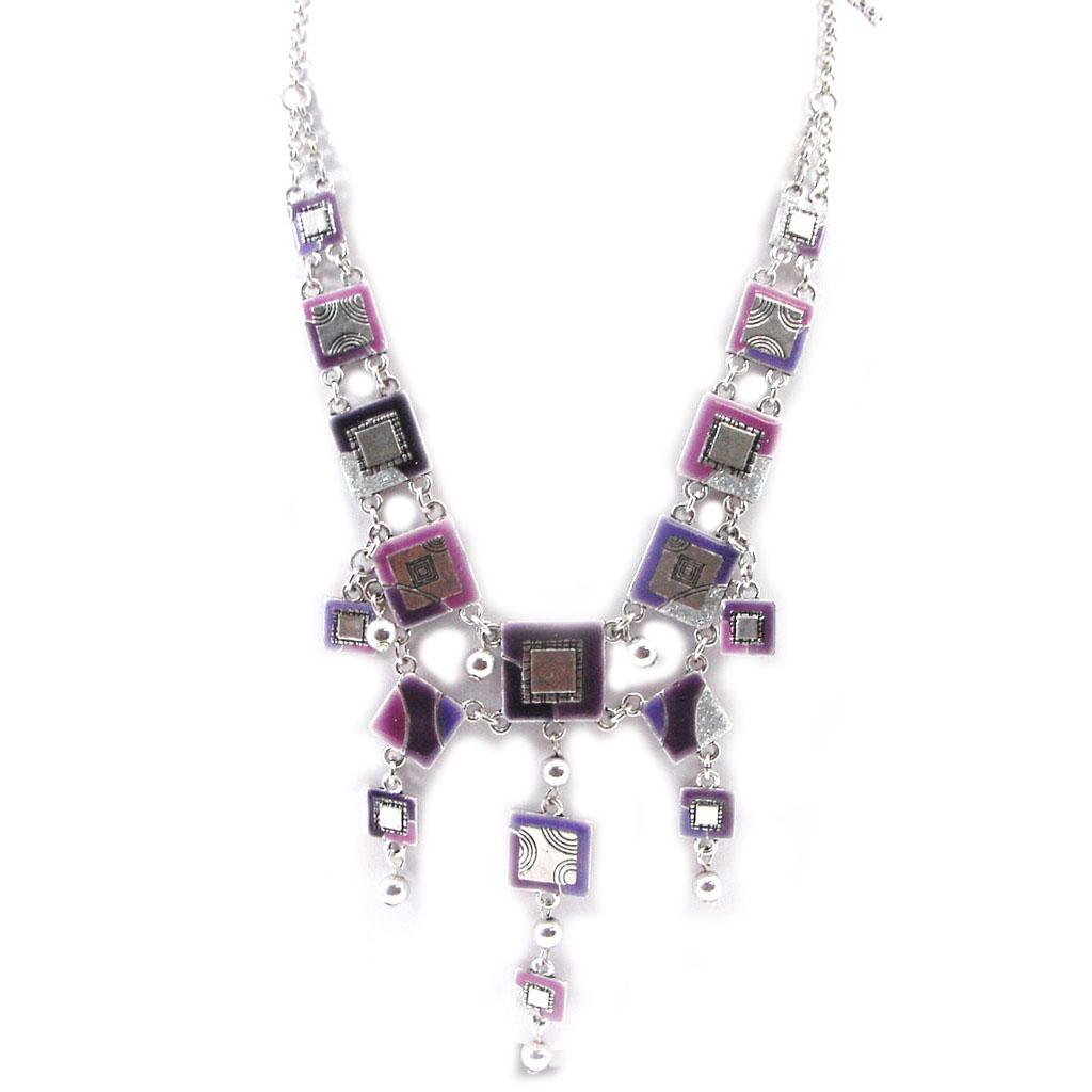 Les Trésors De Lily [G6137] - Purple 'Anamaya' Designer Necklace