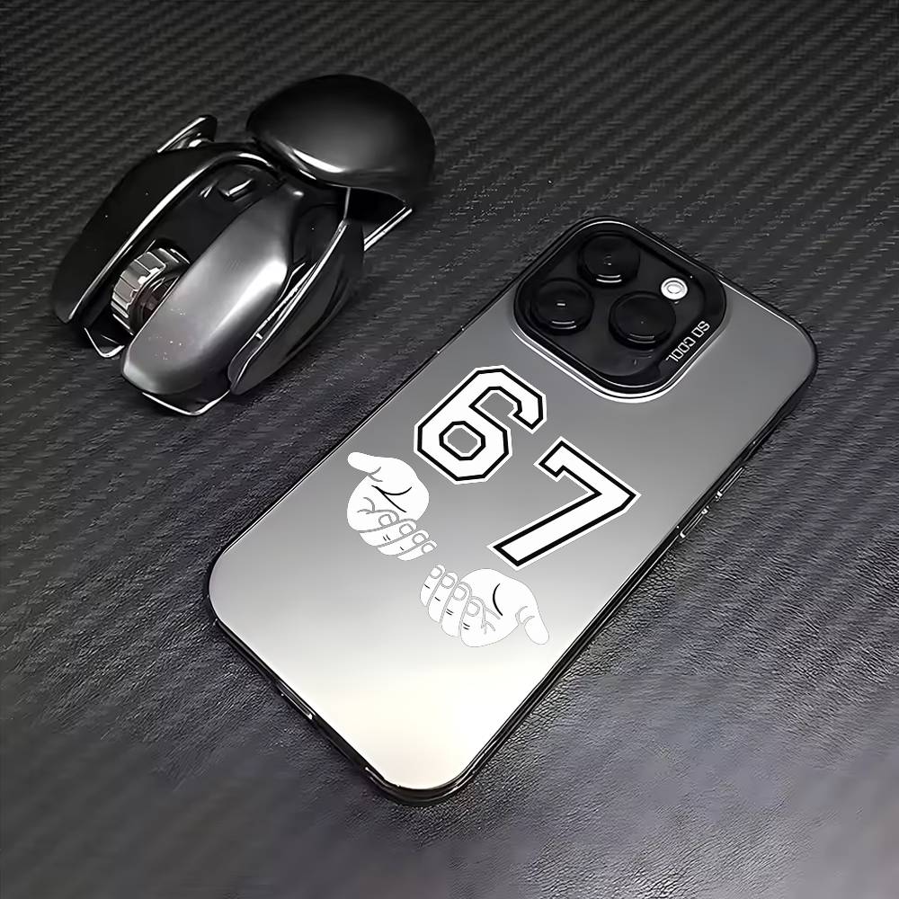 67-Six Seven Phone Case For iPhone 17,16,15,14,13,12,11 Plus,Pro Max,Colored Silver Phone Case