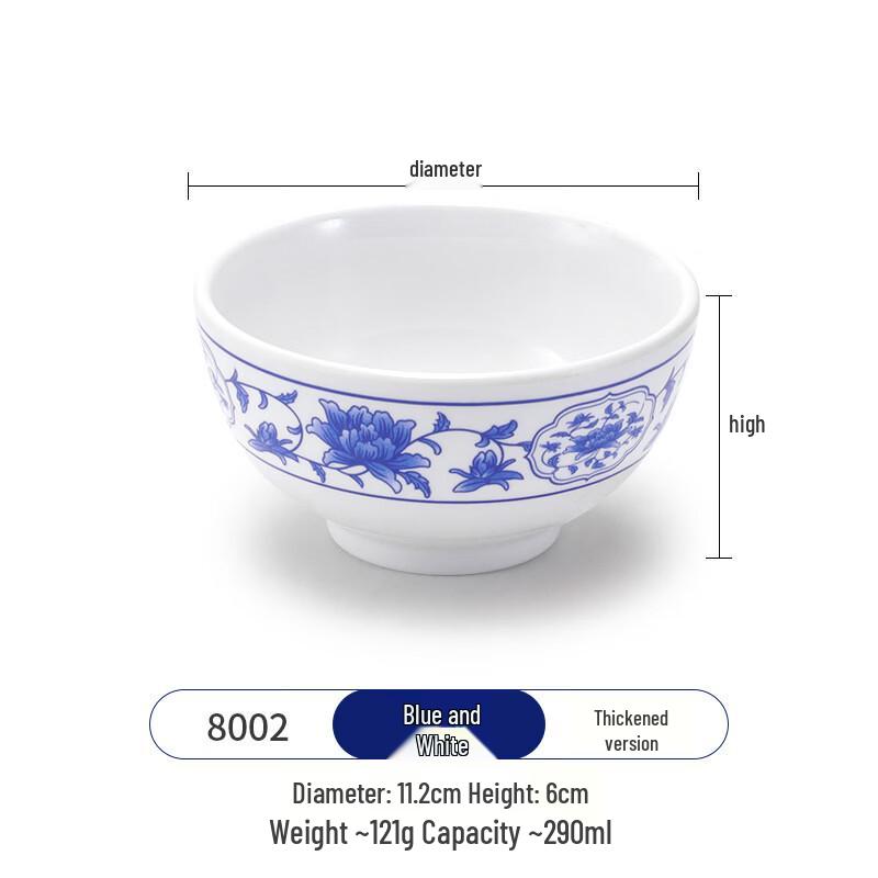 Commercial Melamine Blue  White Porcelain Soup Bowl