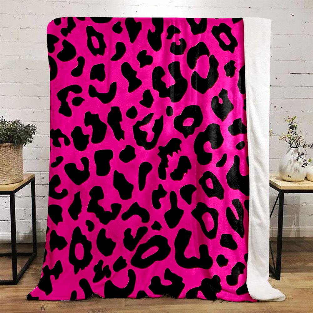 The Pattern Features Irregular Black Leopard Spots On a Bright Pink Background. for All Seasons Blanket Lunch Break Throw Gift