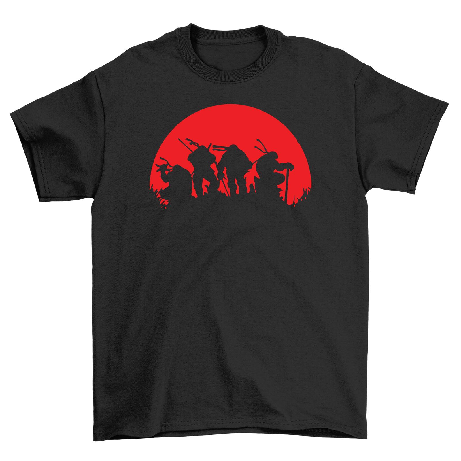 Red Moon Turtles T-Shirt Mens Womens Tees Top - Ninja Action! 100% cotton, Funny tee, Unisex S